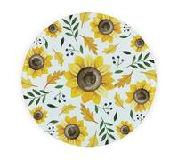 Purely Home Sunflowers Round Worktop Protector - Textured Glass Chopping Board