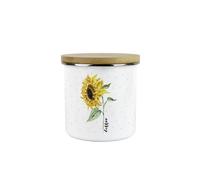 Purely Home Sunflowers & Spots Coffee Storage Canister - Floral Kitchen Gifts - White Enamel Medium Kitchen Storage Container