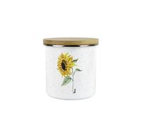 Purely Home Sunflowers & Spots Tea Storage Canister - Floral Kitchen Gifts - White Enamel Medium Kitchen Storage Container