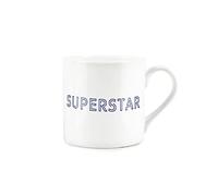 Purely Home Superstar Mug - Simple Word Minimalist Bone China White Coffee/Tea Present Gift