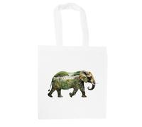 Purely Home Surreal Elephant Tote Bag - Safari Landscapes & Creatures Gifts for Wild Animal Lovers - White Reusable Shopping Bag Accessories Present