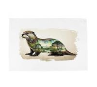 Purely Home Surreal Otter Tea Towel - Landscapes & Countryside Linens Gifts for Animal Lovers - Panama Cotton Kitchen Dish Towel/Drying Cloth - 67cm x 45cm