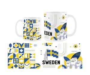 Purely Home Sweden Mug - European Flag Travel Stockholm Holiday Tea/Coffee Gift Ceramic White Cup