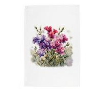 Purely Home Sweet Peas Tea Towel- Panama Cotton Dish Cloth Kitchen Gift For Flower Lovers