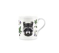 Purely Home Sweet Raccoon Design Small Fine Bone China White Mug Coffee/Tea Present Gift - with Autumnal Leaves