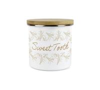 Purely Home Sweet Tooth Sugar Storage Canister - Sugar Cane Artistic Presents - White Metal/enamel Tea Storage Container Kitchen Gift