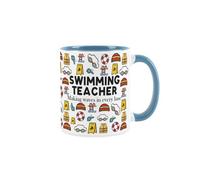 Purely Home Swimming Teacher Mug - Funny Swimming Instructor Novelty Gifts - Tea/coffee Hot Drinks Blue Ceramic Cup Present