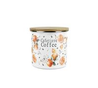 Purely Home Tangerines Cafetiere Coffee Canister - White Metal Enamel Medium Sized Kitchen Food Storage Container