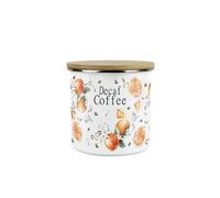 Purely Home Tangerines Decaf Coffee Canister - White Metal Enamel Medium Sized Kitchen Food Storage Container