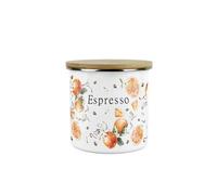 Purely Home Tangerines Espresso Canister - White Metal Enamel Medium Sized Kitchen Food Storage Container
