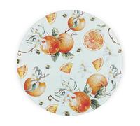 Purely Home Tangerines Round Worktop Protector - Textured Glass Chopping Board