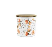 Purely Home Tangerines Storage Canister - White Metal Enamel Medium Sized Kitchen Food Storage Container