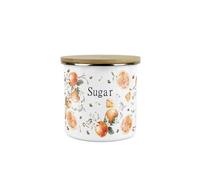 Purely Home Tangerines Sugar Canister - White Metal Enamel Medium Sized Kitchen Food Storage Container