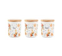 Purely Home Tangerines Tea, Coffee And Sugar Canister Set - Small Ceramic Kitchen Storage Container 400Ml (11Cm X 9Cm)