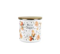 Purely Home Tangerines White Sugar Canister - White Metal Enamel Medium Sized Kitchen Food Storage Container