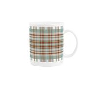 Purely Home Tartan Pattern Mug Gift, Teal/Brown Traditional Print - 400ml Tea/Coffee Bone China Cup Present