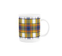 Purely Home Tartan Pattern Mug Gift, Yellow/Blue Traditional Print - 400ml Tea/Coffee Bone China Cup Present