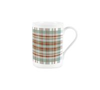 Purely Home Tartan Print Mug Gift, Teal/Brown - Tea/Coffee Bone China Cup Drinkware Present