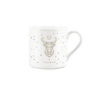 Purely Home Taurus Gold Star Sign Mug - Fine Bone China White Mug Coffee/Tea Present Zodiac Gift
