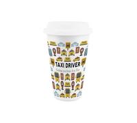 Purely Home Taxi Driver Ceramic Travel Mug - Humorous Novelty Tradies Gifts/Presents - Reusable Silicone Lid Double-Walled Insulated Hot/Cold Drinks Flask Cup