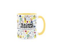 Purely Home Teaching Assistant Mug - Humorous School & Education Themed Novelty Gift - Tea/coffee Hot Drinks Yellow Ceramic Cup Present