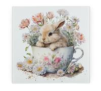 Purely Home Teacup Bunny Large Square Worktop Protector - Smooth Glass Chopping Board