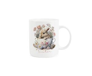 Purely Home Teacup Bunny Sister Mug - Cute Floral Animal Gift/Present - Tea Coffee Bone China Cup