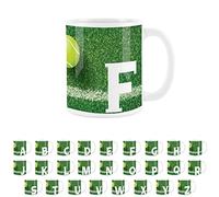 Purely Home Tennis Letter F Mug - White Coffee Tea Present Personalised Tennis Alphabet Initial Gift