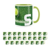Purely Home Tennis Letter S Mug - Green Coffee Tea Present Personalised Tennis Alphabet Initial Gift