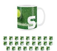 Purely Home Tennis Letter S Mug - White Coffee Tea Present Personalised Tennis Alphabet Initial Gift