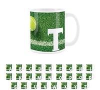 Purely Home Tennis Letter T Mug - White Coffee Tea Present Personalised Tennis Alphabet Initial Gift