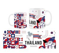 Purely Home Thailand Mug - World Flag Travel South Asia Holiday Tea/Coffee Gift Ceramic White Cup