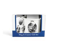 Purely Home Three Peaks Challenge Mug & Coaster Gift Set - Snowdon Ben Nevis Scafell Pike Enamel Hiking Cup Souvenir