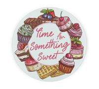 Purely Home Time For Something Sweet Round Worktop Protector - Textured Glass Chopping Board