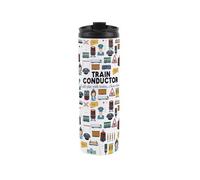 Purely Home Train Conductor Travel Mug - Novelty Railway Workers Gift - Stainless Steel Double-Walled Hot/cold Drinks Travel Flask