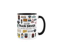 Purely Home Train Driver Mug - Humorous Train Driver & Operator Themed Novelty Gifts - Tea/coffee Hot Drinks Black Ceramic Cup Present