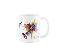 Purely Home Trombone Mug - Colourful Musical Brass Instrument Abstract White Tea Coffee Gift Present Mug