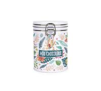 Purely Home Tropical Flowers Hot Chocolate Canister - Exotic Floral & Foliage Décor - Metal Clip Lid Kitchen Food Storage Jar/container 700Ml