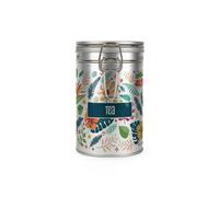 Purely Home Tropical Flowers Tea Canister - Silver Metal Clip Lid Kitchen Food Storage Jar/container 600Ml (14Cm X 8.5Cm)