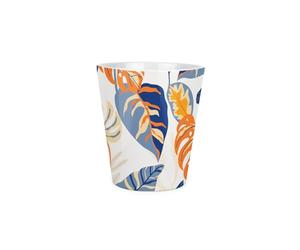 Purely Home Tropical Leaves Plant Pot - Blue & Orange Small Ceramic Indoor Plant Pot with Drainage Hole - Homeware Gift 9cm Diameter Flower Pot