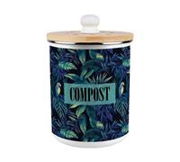 Purely Home Tropical Parrots Compost Caddy - Metal 2L Decorative Kitchen Food Waste Bin