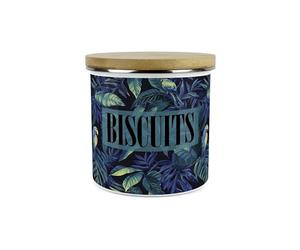 Purely Home Tropical Parrots Small Biscuit Tin - Exotic Animal Themed Gifts - 1.2L Large Enamel Kitchen Storage Container