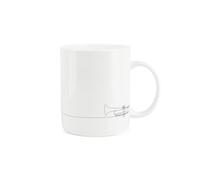 Purely Home Trumpet Mug - Musical Instrument Line Drawn Mug - Bone China White Coffee Tea Present Gift