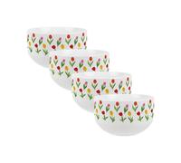 Purely Home Tulip Flowers Ceramic Bowls - Dinnerware Serving/cereal Bowls - Set Of 4
