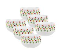 Purely Home Tulip Flowers Ceramic Bowls - Dinnerware Serving/cereal Bowls - Set Of 6