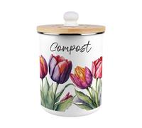Purely Home Tulips Compost Caddy - Enamel 2L Kitchen Food Waste Bin