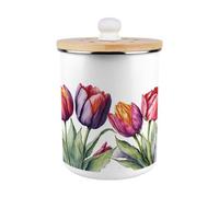 Purely Home Tulips Food Waste Caddy - Enamel 2L Kitchen Compost Bin