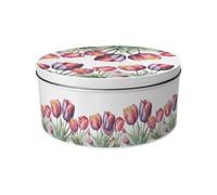 Purely Home Tulips Large Cake Tin - Pretty Floral Kitchen Gifts for Her - Round Metal Storage Container for Baking 23 x 10cm