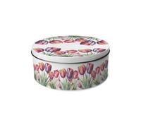 Purely Home Tulips Small Cake Tin - Pretty Floral Kitchen Gifts For Her - Round Metal Storage Container For Baking 18 X 7Cm