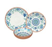 Purely Home Turquoise Floral 6 Piece Melamine Dinnerware Set For 2
